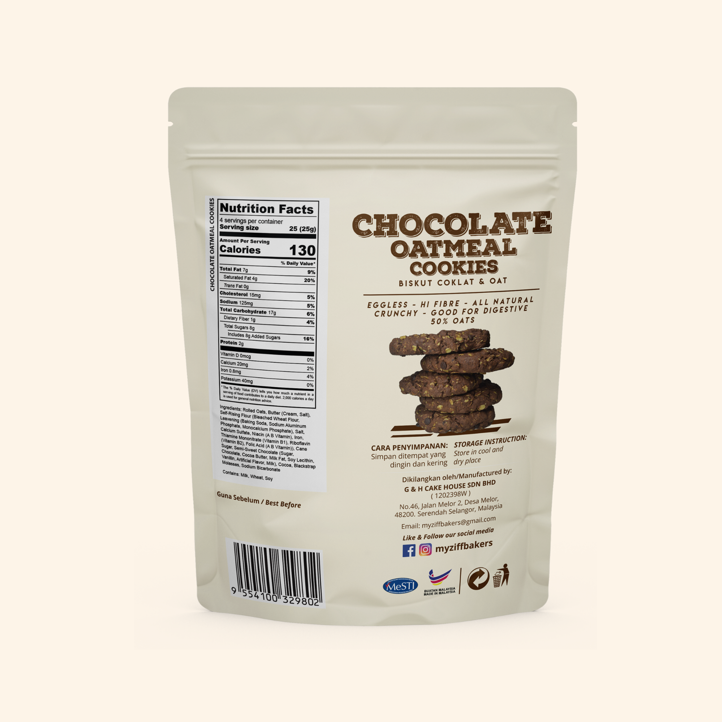 Eggless Oatmeal Cookies Combo Pack, 3.53 oz (100 gm), pack of 4