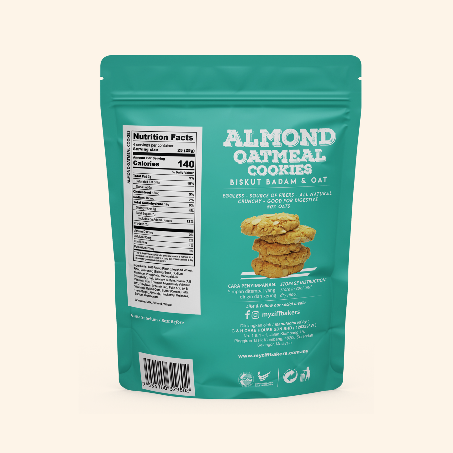 Eggless Oatmeal Cookies Combo Pack, 3.53 oz (100 gm), pack of 4