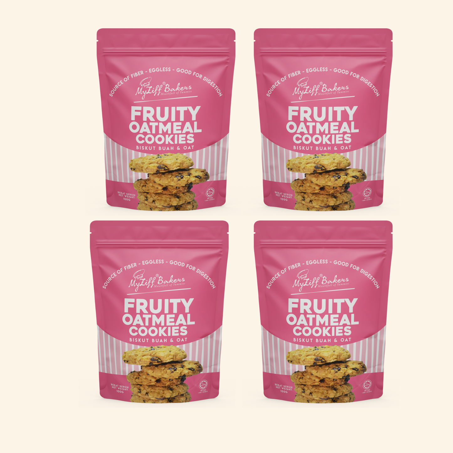 Eggless Oatmeal Cookies Combo Pack, 3.53 oz (100 gm), pack of 4