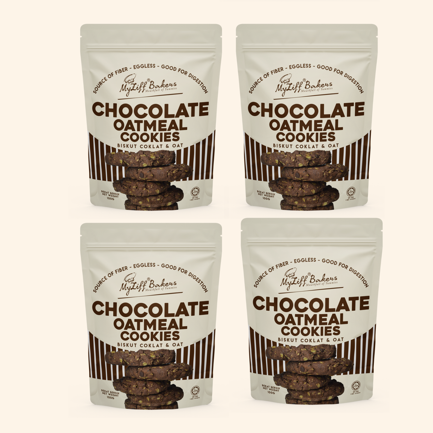 Eggless Oatmeal Cookies Combo Pack, 3.53 oz (100 gm), pack of 4