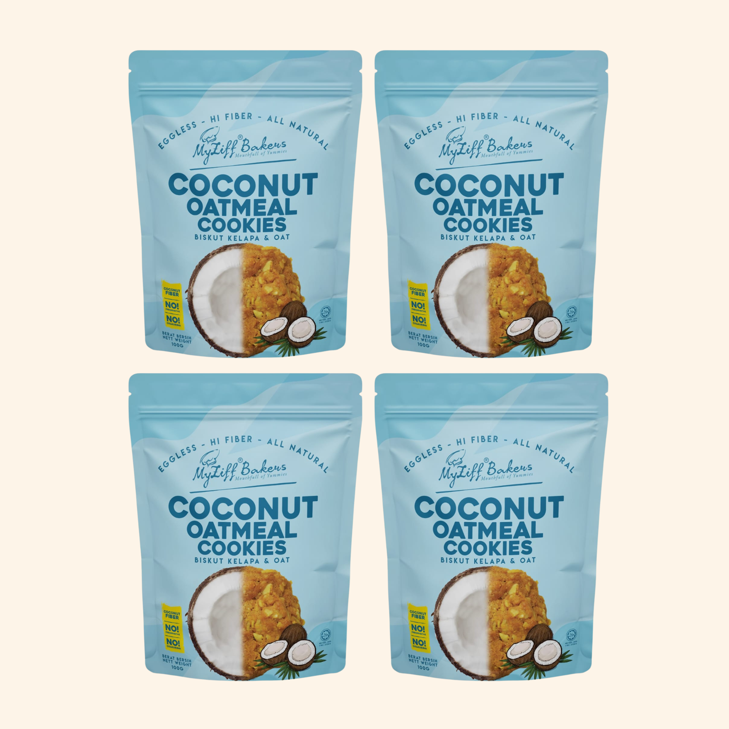 Eggless Oatmeal Cookies Combo Pack, 3.53 oz (100 gm), pack of 4