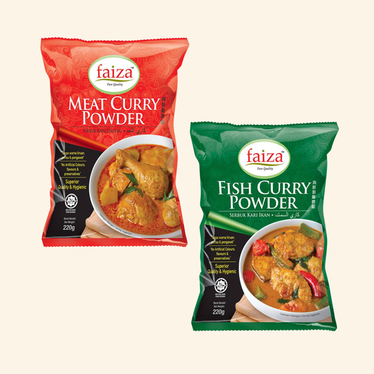Faiza Meat and Fish Curry Powder Combo Pack, 7.76 oz, 220 gm each