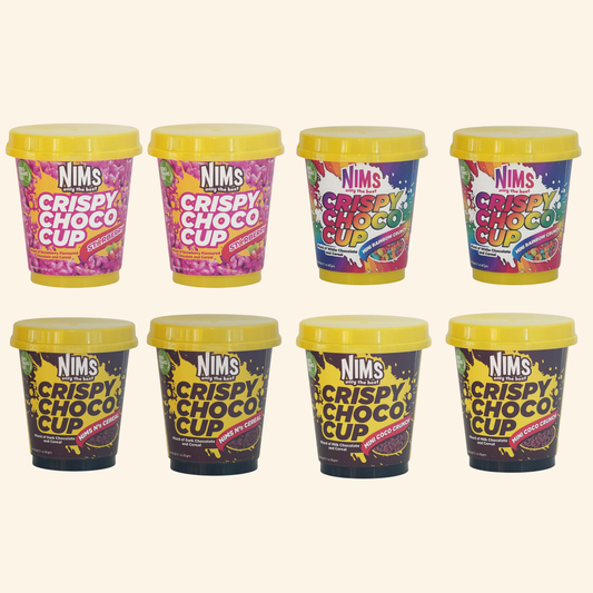NIMS Crispy Choco Cup – 2.12 oz (60 gm), pack of 8, two flavors each