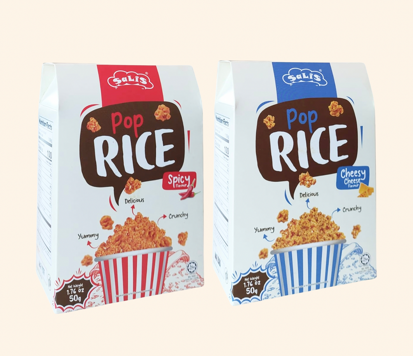 Cheesy and Spicy Pop Rice Combo Pack, 1.8 oz (50 gm)