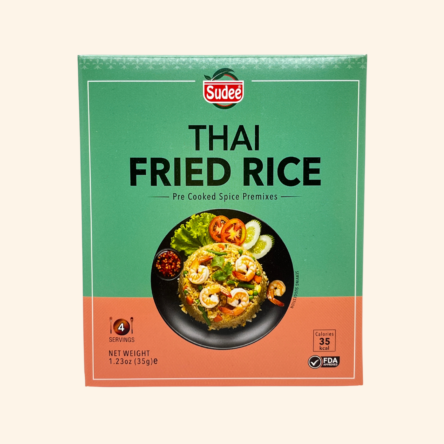 Sudee Thai Fried Rice spice mix packaging on a beige background